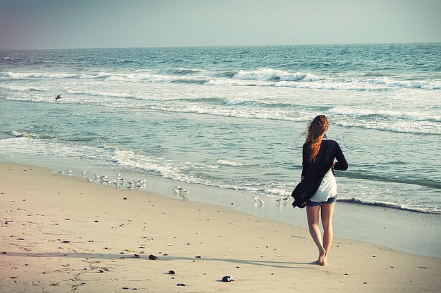 walking along the beach