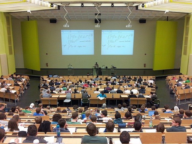 students in a lecture hall foreign student