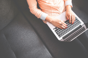 woman with open laptop